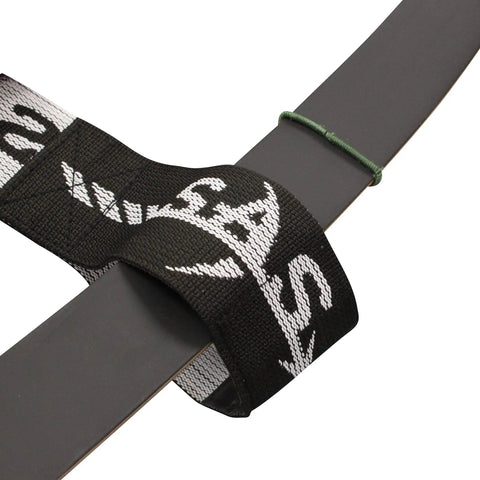 Close-up of the Recurve Takedown Bow Stringer For Traditional Longbows Pro Grade Stringing Tool with anti-slip pad on limb.