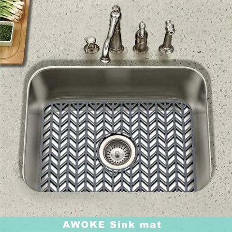 Kitchen Sink Protector Mats 18.2 by 12.5 Inches Soft Silicone Pad for Stainless Steel Sinks Center Drain Grey, Non Slip