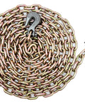 Coiled Heavy Duty Tow Chain With Grab Hooks, 5/16 Inch By 20 Feet Grade 70 Yellow Zinc Plated Steel, 4700 Lbs Working Load