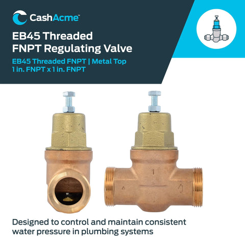 Cash Acme EB45 threaded FNPT pressure regulating valve, 1 in. brass body with metal top; two valves shown