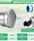 3/4 Inch Aluminum Garden Hose Shower Head With 3000 Hole Mist Nozzle Lightweight Sprayer with PTFE Tape