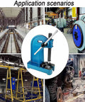 Heavy Duty Cast Iron Arbor Press Machine With Solid Base shown in workshop applications for precision stamping and bending tasks.