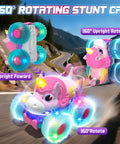 Unicorn Themed RC Car For Girls With 360 Degree Rotating Stunt Action on scenic road