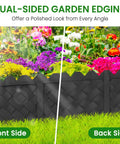 Front and back view of 30Ft Plastic Landscape Edging Border With 5.1 Inch Exposed Height, 6.73 Inch Total Height, 3D Weaving Garden Border For Flower Beds