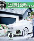 Foam Cannon Sprayer Car Wash Kit With Soap Microfiber Mitt Storage Bag And Snow Foam Blaster Connects To Garden Hose For Easy Pro Grade Auto Cleaning At Home used on white car