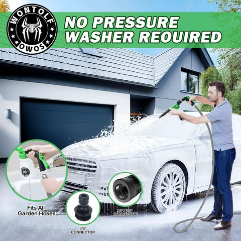 Foam Cannon Sprayer Car Wash Kit With Soap Microfiber Mitt Storage Bag And Snow Foam Blaster Connects To Garden Hose For Easy Pro Grade Auto Cleaning At Home used on white car