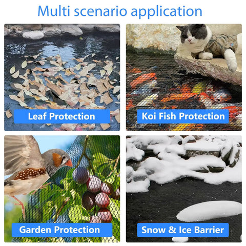 Top Shelf Heavy Duty Koi Pond Netting Kit 28 X 30 Ft Hella Durable Woven Mesh Pond Cover With 12 Ground Stakes Rock Solid HDPE Bird And Cat Shield For Water Gardens Black Mesh Filter