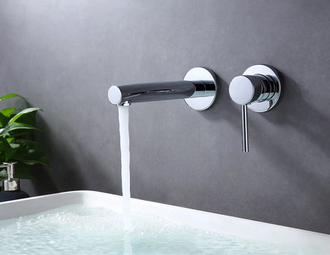Wall Mount Bathroom Faucet For Sink Modern Chrome Single Handle Brass Valve Built To Last With Solid Brass Construction