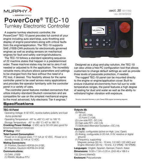 PowerCore TEC 10 Panel Delivers Boss Level Engine Control With Auto Start Stop Auto Throttle And Fault Display Real Time