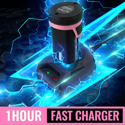 1 hour fast charger with 2.0Ah rechargeable lithium ion battery for 12V Cordless Grass Shear And Shrub Trimmer Pink Ribbon Edition