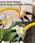 Heavy Duty 12 Ft 12 Gauge Outdoor Extension Cord With Three Outlets, Waterproof SJTW, flexible yellow splitter hanging on hook