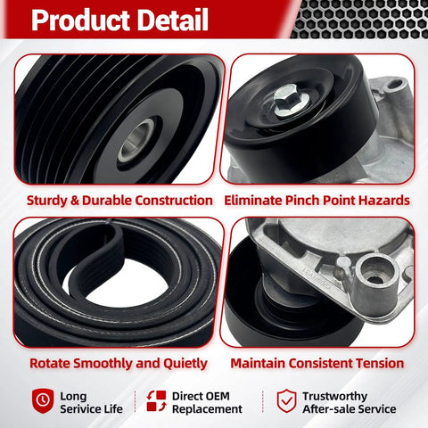 Premium 90K-38488 Serpentine Belt Tensioner Idler Pulley Kit That Fits Toyota Land Cruiser Sequoia 4Runner Tundra And Lexus LX470 GX470 LS430 GS430 SC400 Perfect Fix For Your V8 Engine Belting Needs Without Breaking The Bank Today black pulley and tensioner assembly