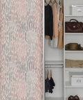 Peel And Stick Pink And Grey Speckle Wallpaper For Walls Easy To Apply And Remove Repositionable And Residue Free in closet scene