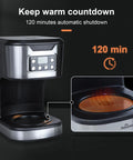 Programmable 12 Cup Coffee Maker With Keep Warm Function, Fully Automatic Drip Coffee Machine, stainless steel and black, 120-minute countdown