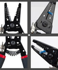 7 Inch Pro Grade Wire Stripper And Cutter For 10-20 AWG Solid And 0.8-2.6mm Stranded Wire, Built In Screw Shearer, close-up view