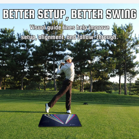 Golfer using Golf Towel Training Aid For Beginners With Swing Plane And Stance Alignment Practice Portable Travel Size Ball Position Aid For Putting Chipping And Full Swings Lightweight Rolls Up Easy For On The Go Practice on green course