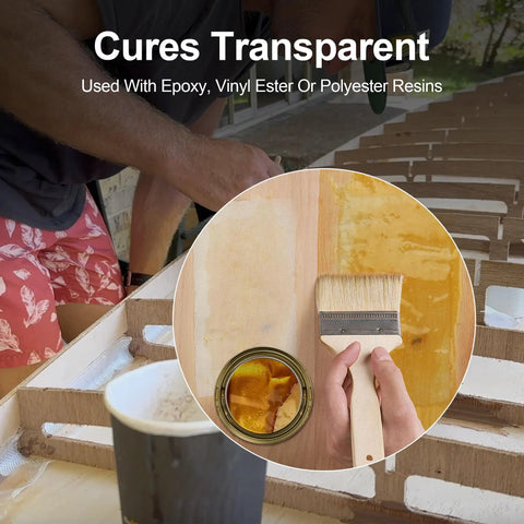 Person applying resin with Workhorse Fiberglass Cloth Tape 2 Inch Wide By 50 Yards, 6 Oz, on wooden surface