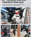 Pro Level 16 Inch Electric Concrete Ring Saw being used on masonry, showcasing its powerful design and ease of use.