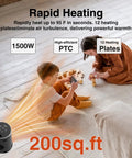 Portable Electric Space Heater With Thermostat And Remote, 1500W PTC Ceramic Quick Heat That Cranks Up The Warmth Fast