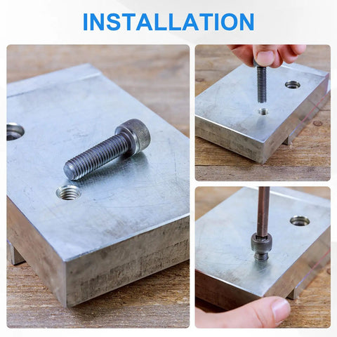 Installation process of Dang Solid 50 Pack M2 X 14Mm Socket Head Cap Screws Forged From 304 Stainless Steel on metal plate.