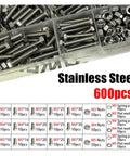 600 Piece Stainless Steel Hex Bolts Kit M3 M4 M5 With Nuts for DIY Furniture and Home Projects Rust Resistant Fasteners Socket Drive Compatible Ideal for Indoor Use, assorted bolts