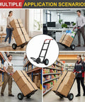 Heavy Duty Aluminum Hand Truck With 600 Pound Capacity And 10 Inch Pneumatic Tires For Extendable Base Platform Hauling in various settings.