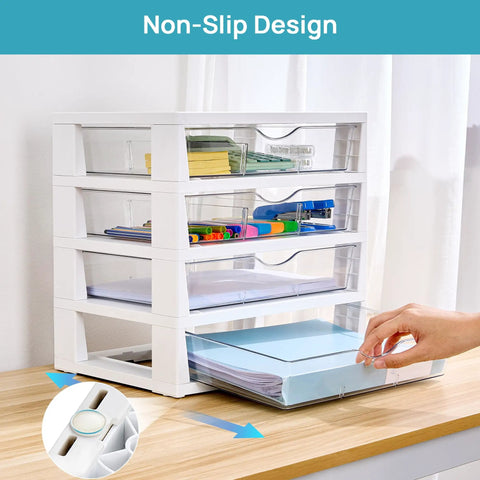 Slick Clear Desktop Organizer With Four Tier Pull Out Drawers And Built In Dividers Keep Your Boss Level Workspace Clean And Ready To Grind For Any Office Supplies Or Stationery Storage Setup