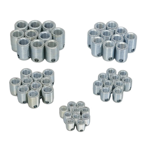 Self Locking Threaded Insert Kit For Standard Wall With Fractional Sizing And Coarse Threads, 50 Pieces on white background