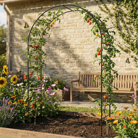 Outdoor Flower Garden Arch Trellis 7.8 Ft High By 4.6 Ft Wide Metal Garden Pergola Arbor for Climbing Plants in yard