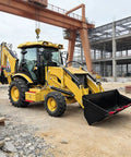 Rugged Heavy Duty Compact Backhoe Loader with Hydraulic Front Loader and Rear Backhoe Mini Tractor at construction site