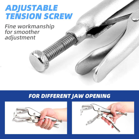 Adjustable tension screw on Heavy Duty 10 Inch Locking Pliers Welding Clamp with Quick Lock Release and U Shaped Jaws