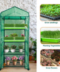 4 Tier Portable Greenhouse Kit With Casters And Roll Up Zipper PE Cover For Indoor Outdoor Seedlings And Plants, no fuss setup