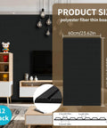 Image showcasing 12 Pack Large Acoustic Wall Panels Covering 92.8 Square Feet With Solid Peel And Stick Sound Absorbing Backing To Knock Down Echoes And Elevate Your Home Studios Offices Or Media Rooms In Black, highlighting size and texture.