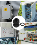 PG21 Nylon Cable Glands 10 Pack Waterproof Cord Grip Connectors with washers, gaskets, and locknuts in electrical junction box setup