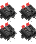 4 Way Push Release Speaker Terminal Clip Plate Quick Connects Pro Grade For DIY Audio Projects, 4 Pieces, Red and Black.