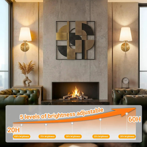 Wireless Battery Operated Wall Sconces Set Of 2 With Peel And Stick Indoor Lights No Wiring Nonsense Needed Super Bright Renter Friendly Home Decor Upgrade Package in modern living room.