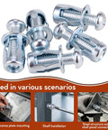 Petal Nut Jack Fasteners Kit 50Pcs M4 M5 M6 M8 Expansion Screws For Hollow Wall Sheet Metal Drywall And Thin Tubes Galvanized Carbon Steel Anchors Secure Load Distribution, zinc-plated steel fasteners for sheet metal and drywall