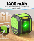 Rechargeable Green Cross Line Laser Level With 100Ft Reach, Self Leveling, 110 Degree Horizontal And Vertical Beams, Includes 60 Inch Tripod, Magnetic Bracket, Target Plate, Pro Grade Tool For Picture Hanging And Do It Yourself Home Projects, Type-C rechargeable battery