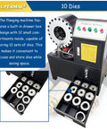 Kickass Heavy Duty Electric Hydraulic Pipe Crper And Hose Crimping Machine With Ten Interchangeable Dies storage drawer with 12 die sets.