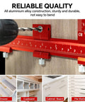 Pro Grade Aluminum Cabinet Hardware Jig For Handles Pulls And Knobs With Automatic Center Punch used on wood surface