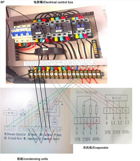 Pro Grade 6HP Walk In Refrigerator Cooling Kit With Box Type Condenser And Evaporator Air Cooler electrical control box wiring diagram.