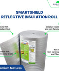 Heavy Duty Reflective Insulation Roll With Foam Core R17 Radiant Barrier 5mm Thick 16 By 50 Feet Foil Over Foil Construction