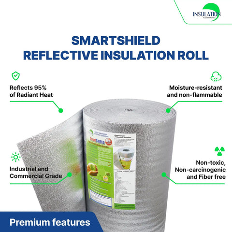 Heavy Duty Reflective Insulation Roll With Foam Core R17 Radiant Barrier 5mm Thick 16 By 50 Feet Foil Over Foil Construction