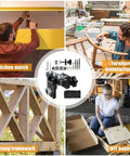 Collage of woodworking projects using Self Centering Doweling Jig Kit For Straight Holes Adjustable Width Woodworking Dowel Jig With Drill Guides Locator Includes 3 Bit Sizes 8 10 15 Mm And 5/16 3/8 19/32 In Pro Grade Aircraft Aluminum Laser Etched Scales Organizer Bag