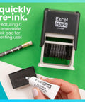 Hella Durable Self Inking Rubber Number Stamp Featuring Adjustable Six Digit Bands With Rich Black Ink Perfect For Daily Shipping And Office Pro Work Tasks with removable ink pad.