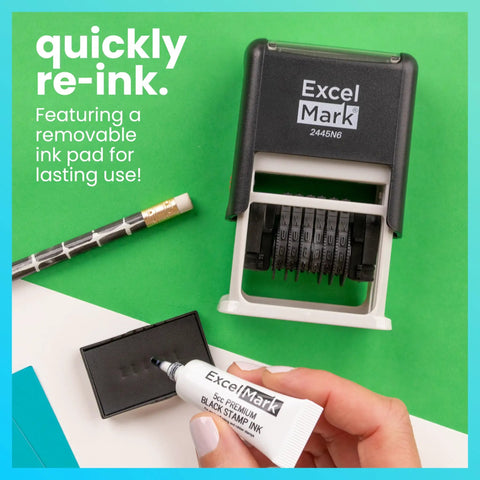 Hella Durable Self Inking Rubber Number Stamp Featuring Adjustable Six Digit Bands With Rich Black Ink Perfect For Daily Shipping And Office Pro Work Tasks with removable ink pad.