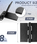 Beefy 8 Pcs Weld Hinges Heavy Duty Steel Butt Hinges Set 3 inch shown with 12 gauge thickness detail