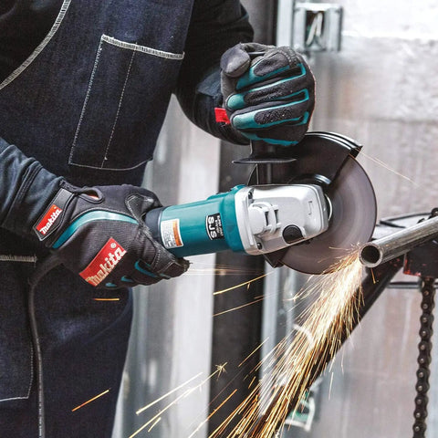 Heavy Duty 6 Inch Cut Off And Angle Grinder With 13 Amp Motor Variable Speed 4000 To 10000 RPM SJS System in use