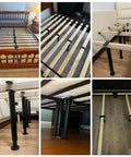Solid As A Rock Adjustable Metal Bed Support Legs 4 Pack Heavy Duty Center Pillars for king and queen frames with black metal base.
