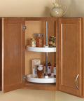 2 Tier Plastic Lazy Susan Organizer For Cabinet Full Round 20 Inch Polymer Spice Turntable White in wooden cabinet